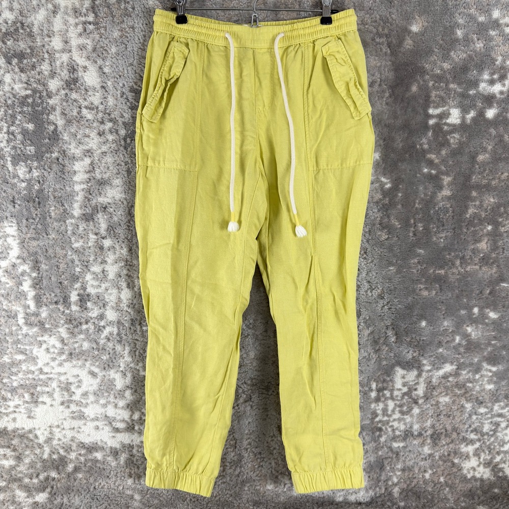 C&C California Size M Linen Blend Drawstring Jogger Casual Pants Yellow Women